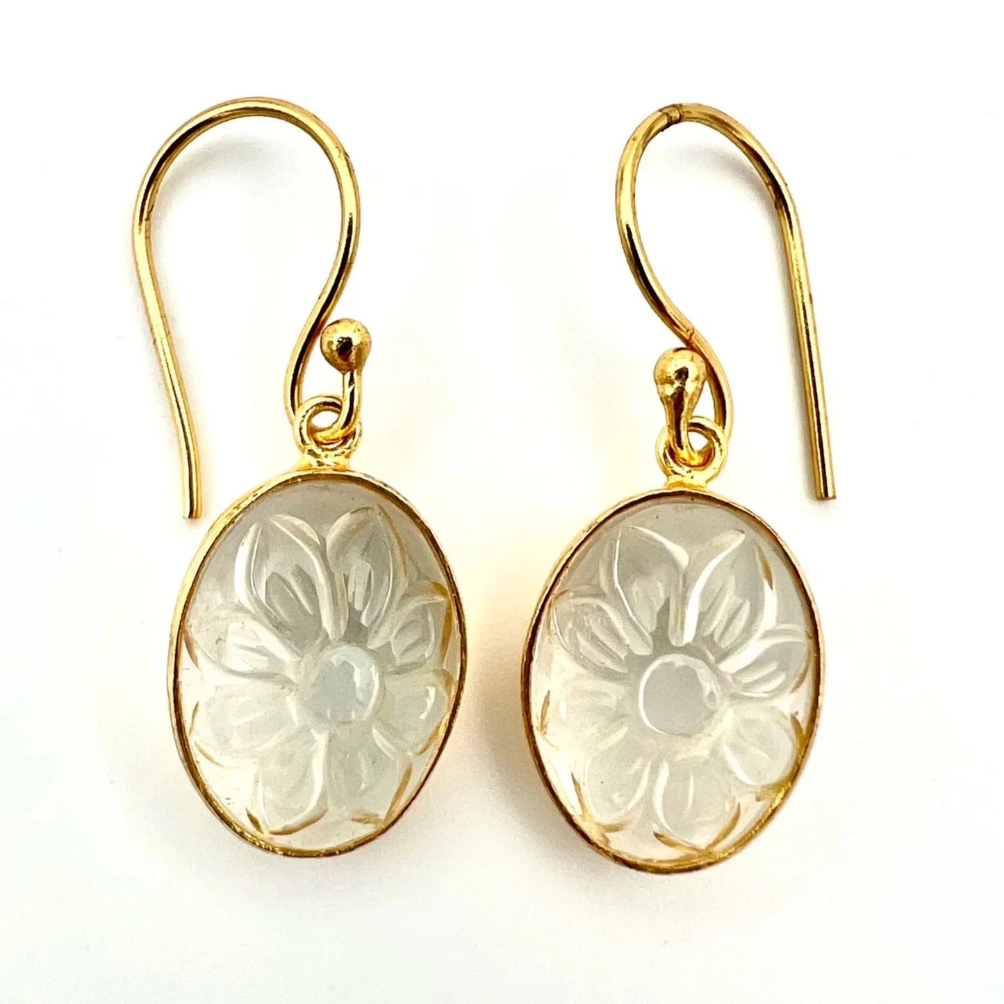 ojigi boucle d'oreilles dormeuse fleur ovale améthyste verte