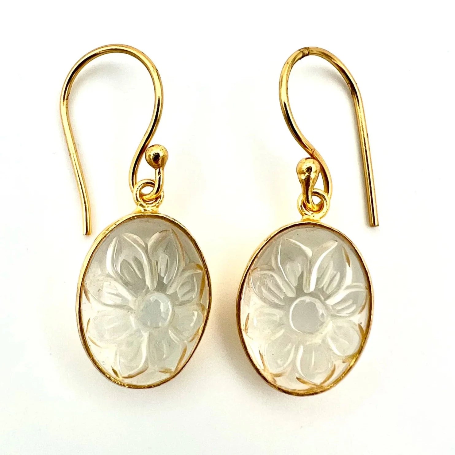 ojigi boucle d'oreilles dormeuse fleur ovale améthyste verte