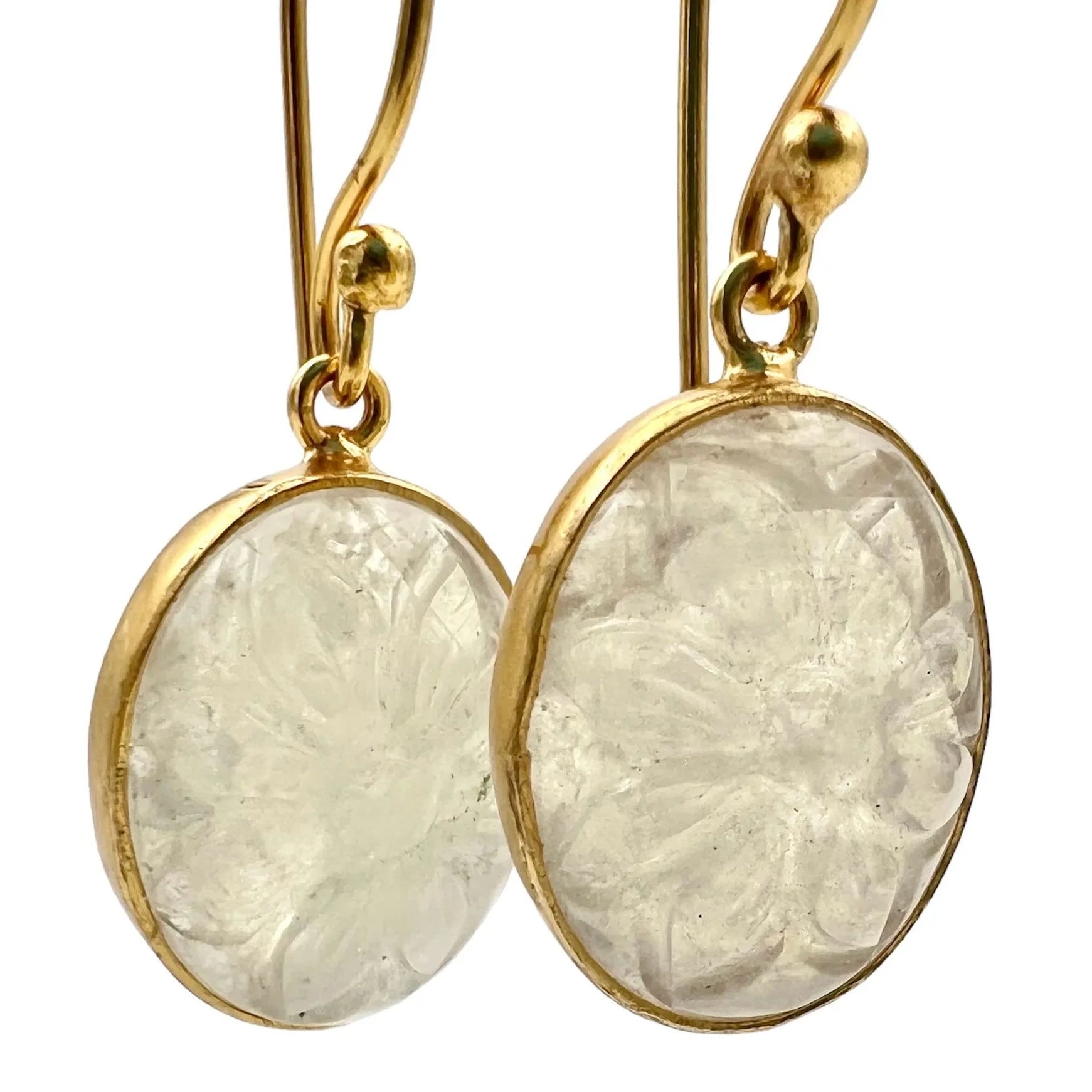 ojigi boucles d'oreilles fleur ovale pierre de lune