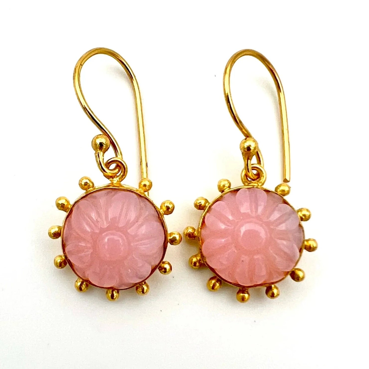 ojigi boucles d'oreilles dormeuses fleurs opale rose