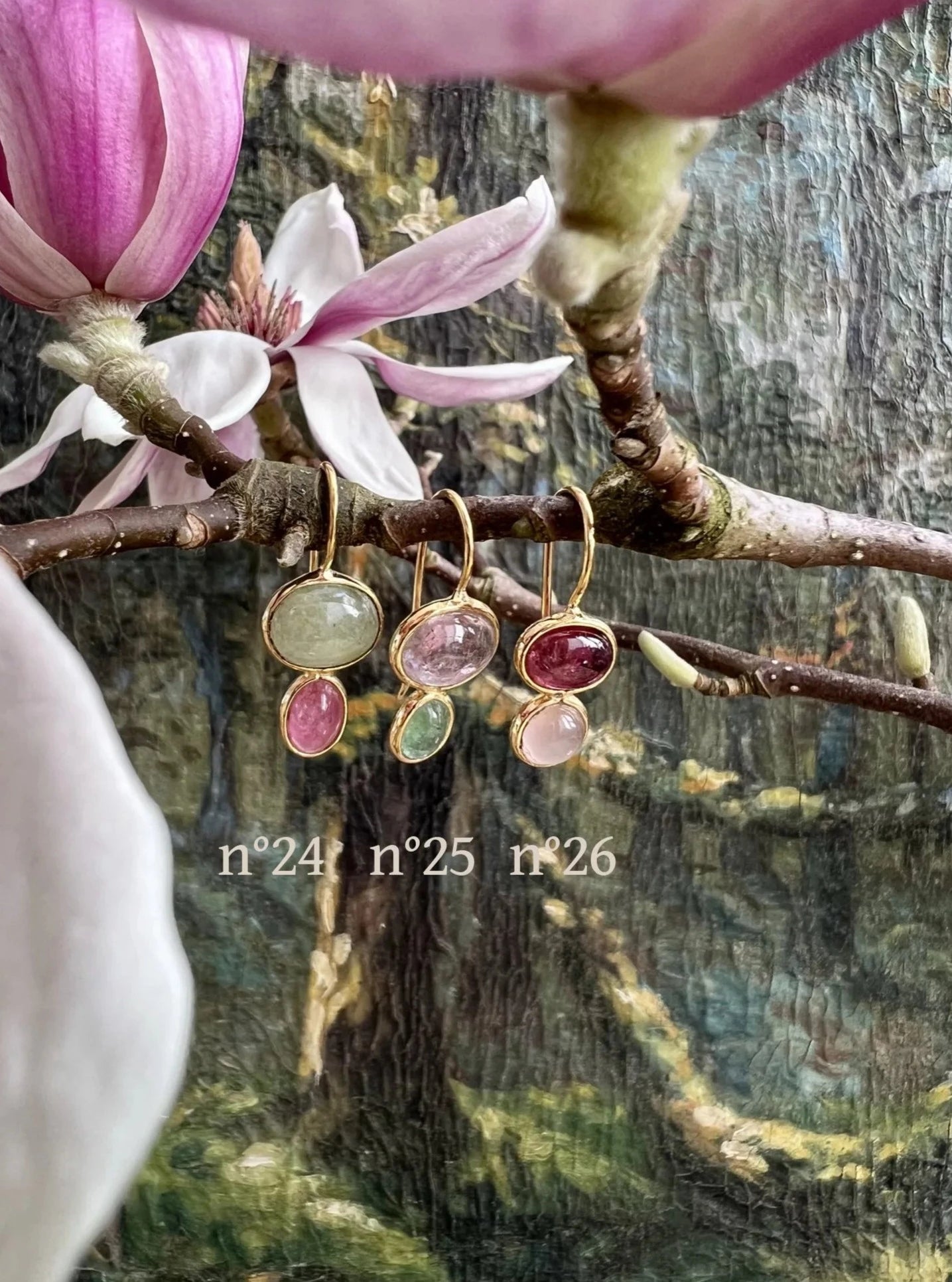 ojigi  boucles d'oreilles tourmaline