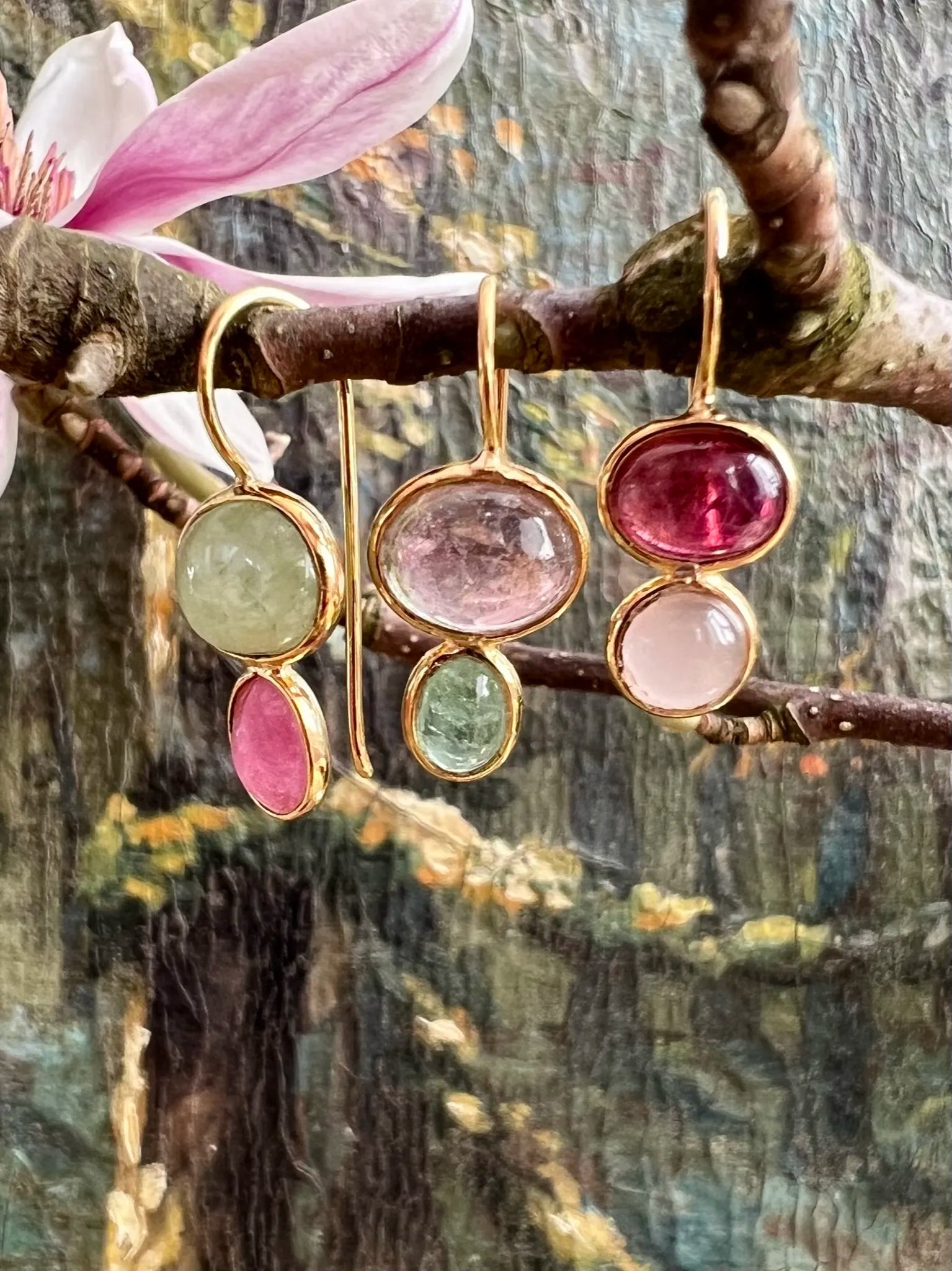 ojigi  boucles d'oreilles tourmaline