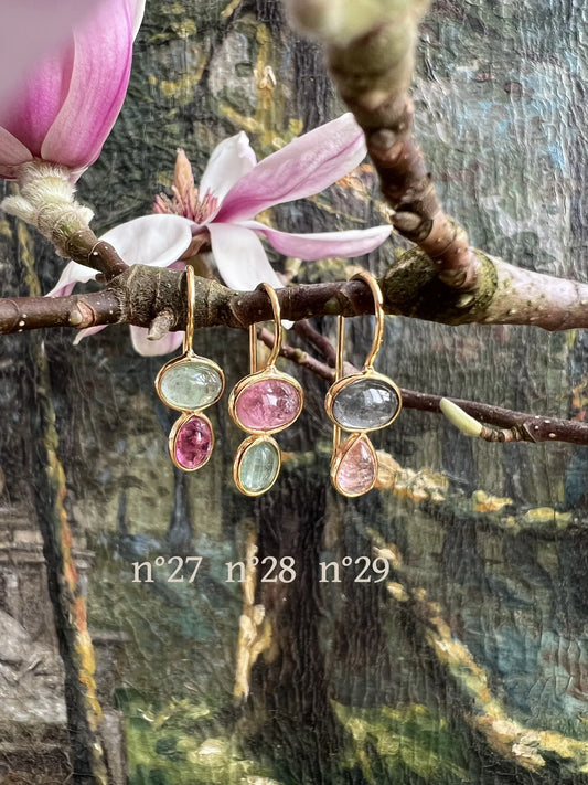 ojigi  boucles d'oreilles tourmaline