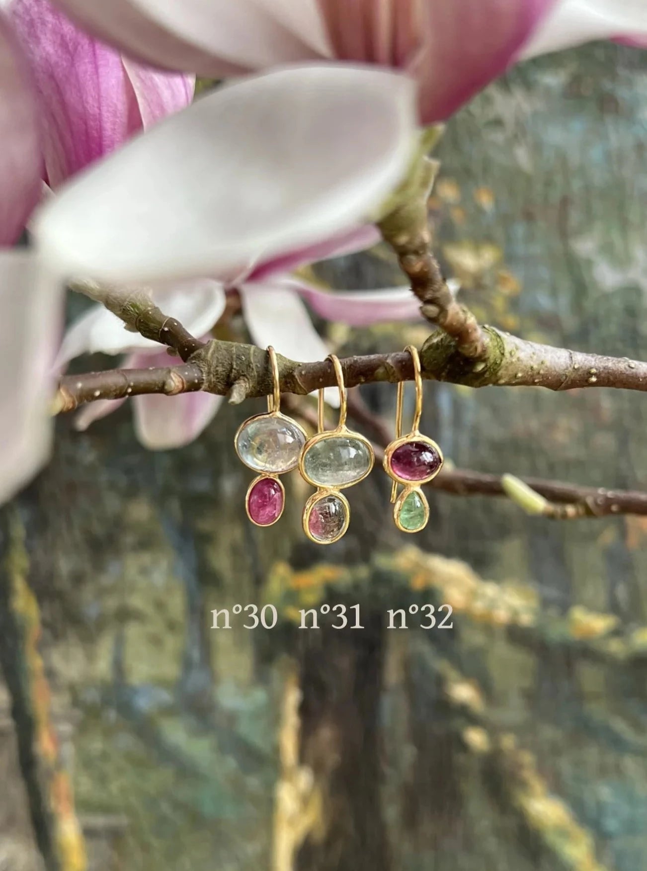 ojigi  boucles d'oreilles tourmaline