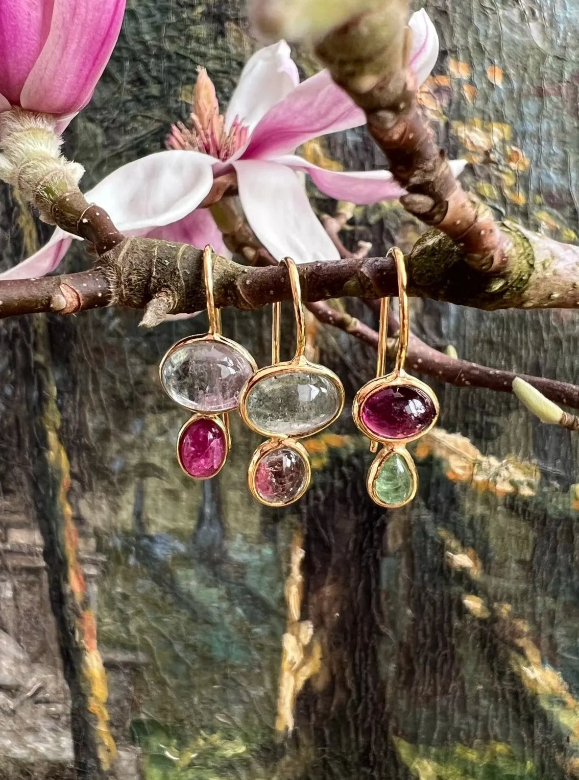 ojigi  boucles d'oreilles tourmaline
