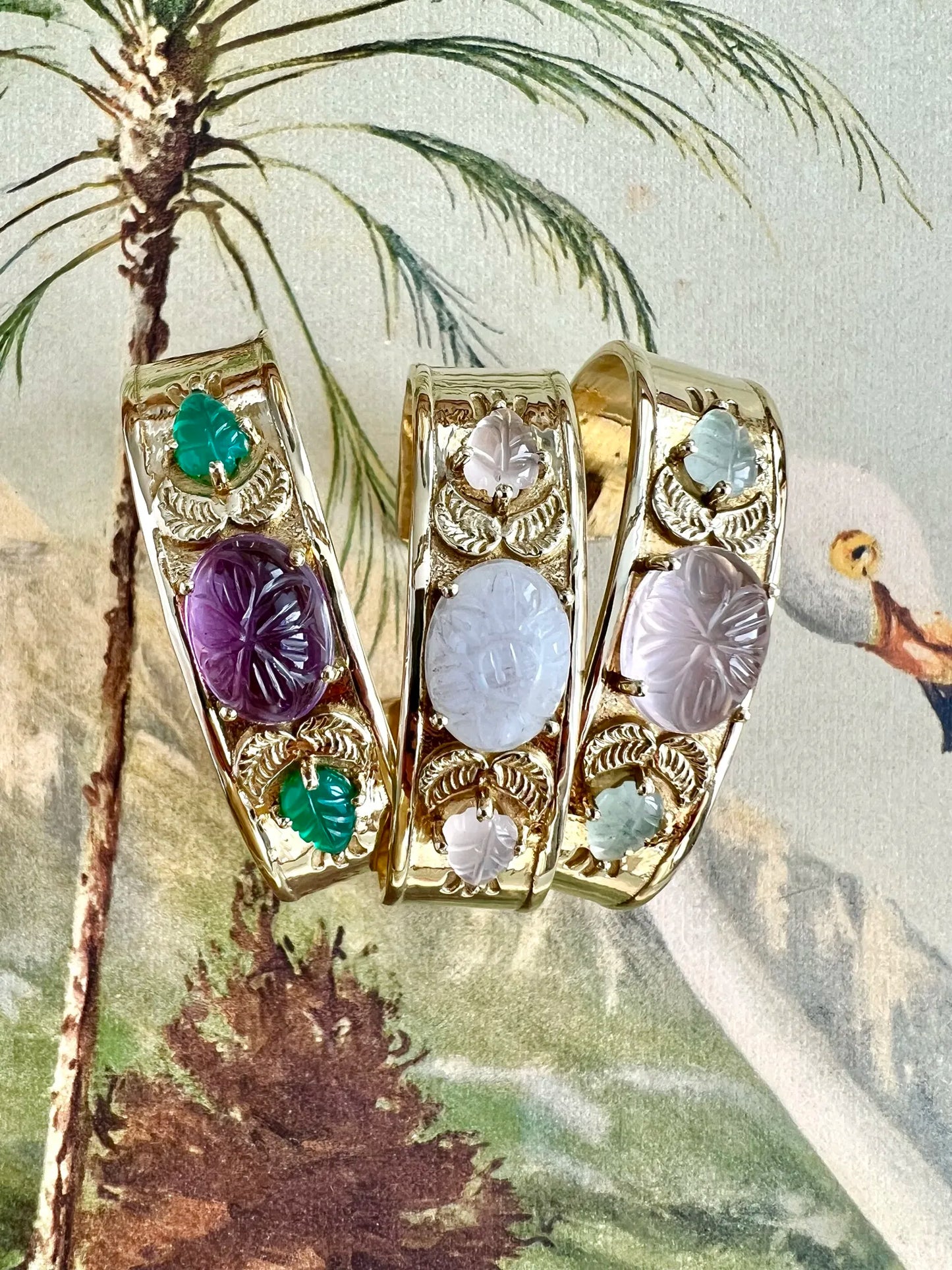 ojigi jonc marguerite quartz rose jade