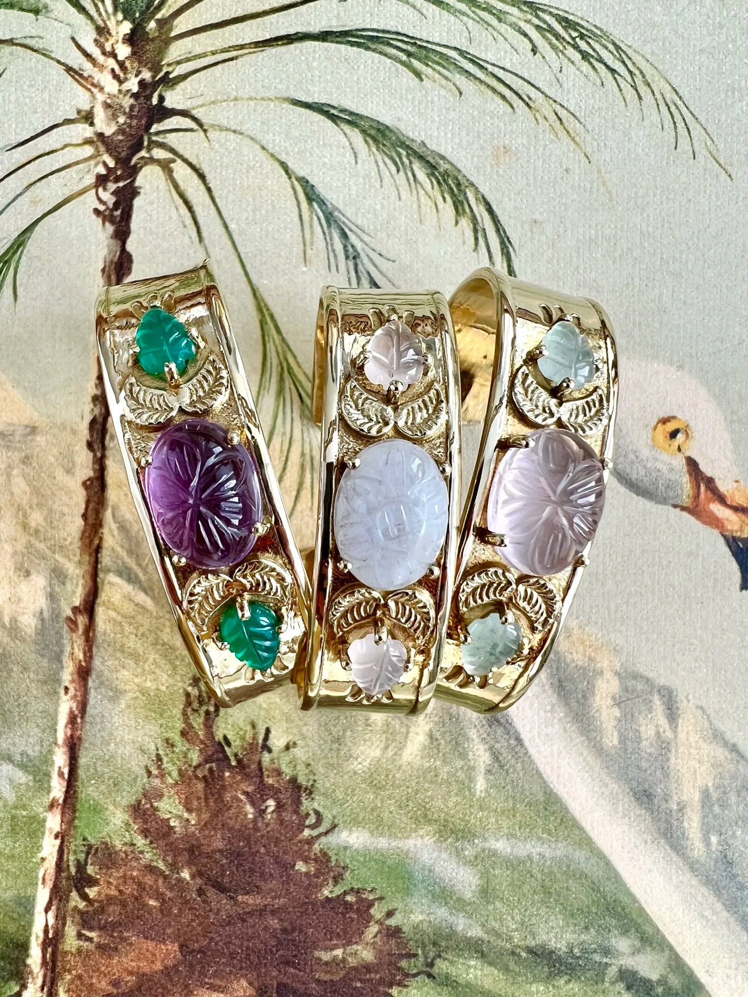 ojigi jonc marguerite quartz rose jade