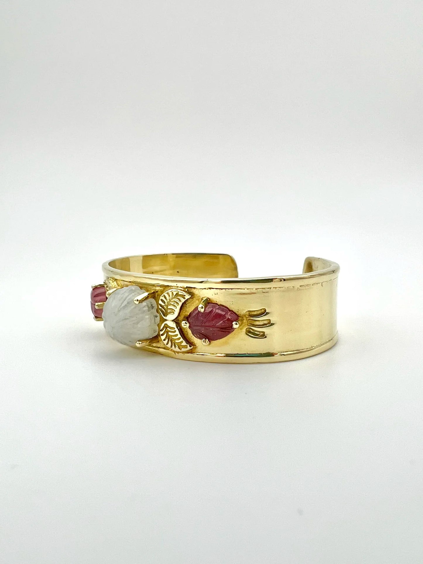 ojigi jonc pomponette pierre de lune tourmaline rose