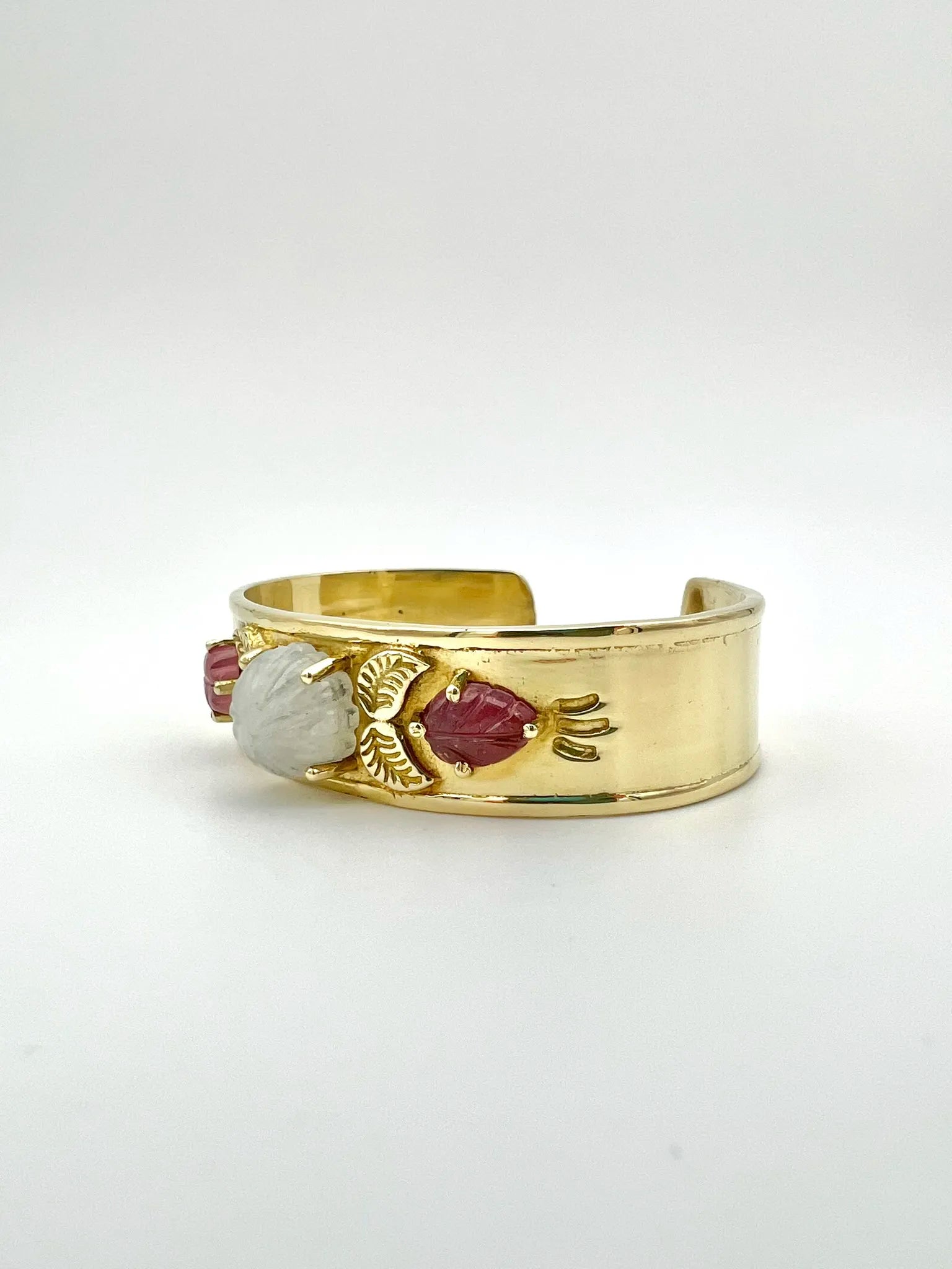 ojigi jonc pomponette pierre de lune tourmaline rose