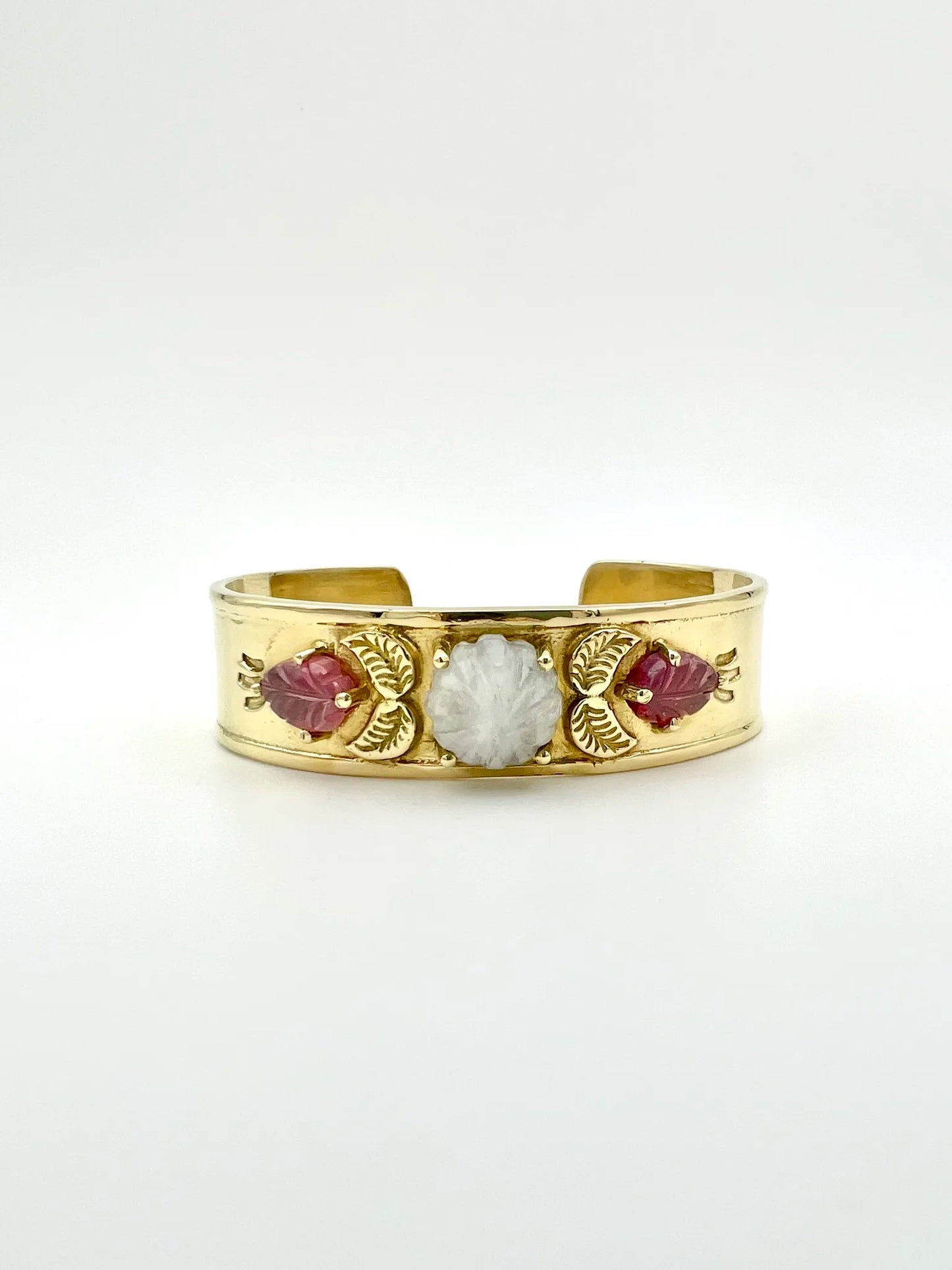 ojigi jonc pomponette pierre de lune tourmaline rose