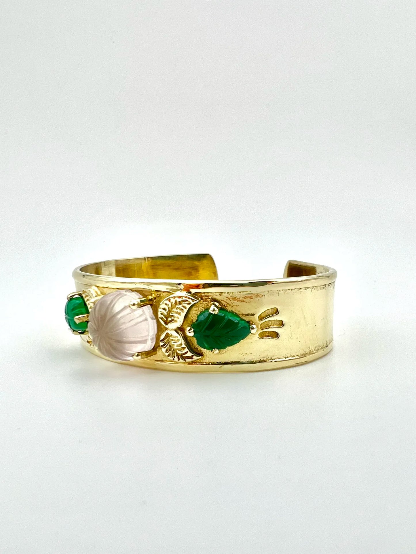 ojigi jonc pomponette calcédoine rose onyx vert