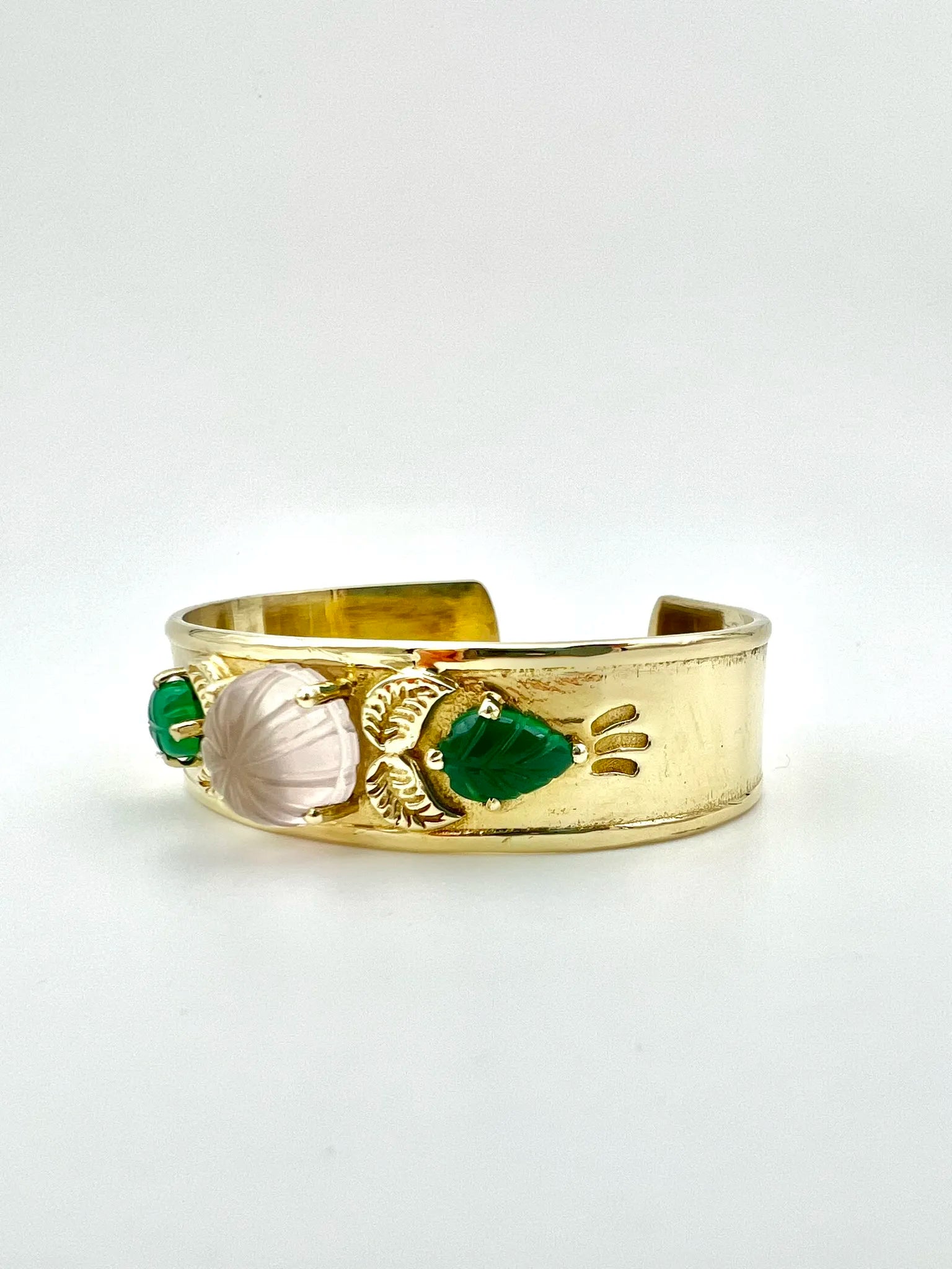 ojigi jonc pomponette calcédoine rose onyx vert