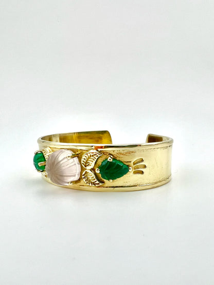 ojigi jonc pomponette calcédoine rose onyx vert