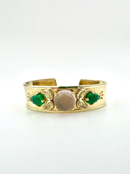 ojigi jonc pomponette calcédoine rose onyx vert