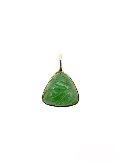 ojigi pendentif carving stone feuille triangle jade